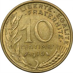 سکه 10 سانتیم 1970 (ماریان) جمهوری کنونی - MS61 - فرانسه