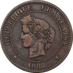 سکه 5 سانتیم 1988 (الهه سرس) جمهوری سوم - VF35 - فرانسه