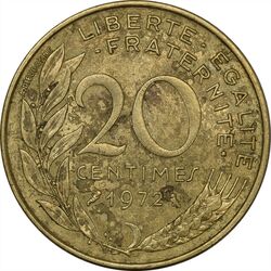 سکه 20 سانتیم 1972 (ماریان) جمهوری کنونی - EF45 - فرانسه