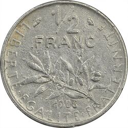 سکه 1/2 فرانک 1966 جمهوری کنونی - EF45 - فرانسه