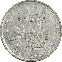 سکه 1/2 فرانک 1986 جمهوری کنونی - AU50 - فرانسه