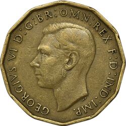 سکه 3 پنس 1944 جرج ششم - EF45 - انگلستان