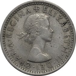 سکه 6 پنس 1957 الیزابت دوم - EF45 - انگلستان