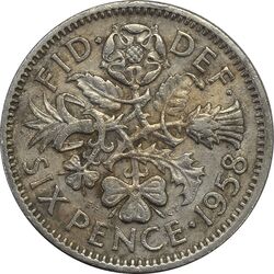سکه 6 پنس 1958 الیزابت دوم - EF40 - انگلستان