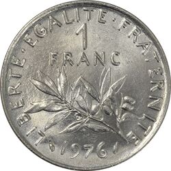 سکه 1 فرانک 1976 جمهوری کنونی - MS61 - فرانسه
