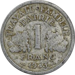 سکه 1 فرانک 1943 دولت ویشی - EF45 - فرانسه