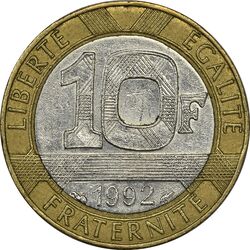 سکه 10 فرانک 1992 جمهوری کنونی - AU50 - فرانسه