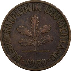 سکه 2 فینیگ 1950F جمهوری فدرال - EF40 - آلمان