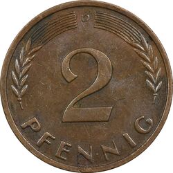 سکه 2 فینیگ 1961D جمهوری فدرال - AU50 - آلمان