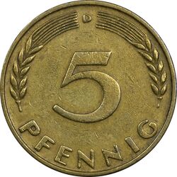 سکه 5 فینیگ 1950D جمهوری فدرال - EF40 - آلمان