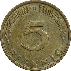 سکه 5 فینیگ 1974D جمهوری فدرال - EF45 - آلمان