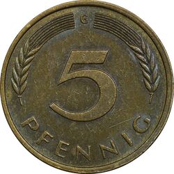 سکه 5 فینیگ 1981G جمهوری فدرال - AU50 - آلمان