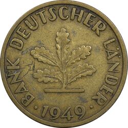 سکه 10 فینیگ 1949F جمهوری فدرال - EF40 - آلمان