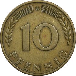 سکه 10 فینیگ 1949G جمهوری فدرال - EF40 - آلمان
