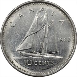 سکه 10 سنت 1986 الیزابت دوم - AU50 - کانادا