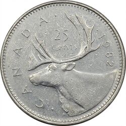 سکه 25 سنت 1982 الیزابت دوم - EF45 - کانادا