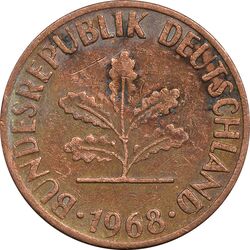 سکه 1 فینیگ 1968F جمهوری فدرال - EF40 - آلمان