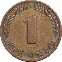 سکه 1 فینیگ 1968J جمهوری فدرال - EF40 - آلمان