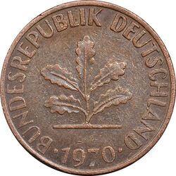 سکه 1 فینیگ 1970G جمهوری فدرال - EF45 - آلمان