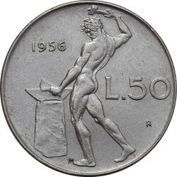 سکه 50 لیره 1956 جمهوری - EF45 - ایتالیا