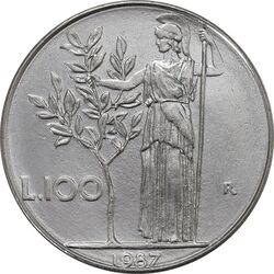 سکه 100 لیره 1987 جمهوری - AU50 - ایتالیا
