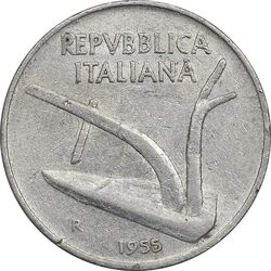 سکه 10 لیره 1955 جمهوری - AU50 - ایتالیا