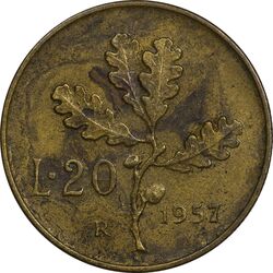 سکه 20 لیره 1957 جمهوری - EF45 - ایتالیا