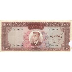 اسکناس 1000 ریال (بهنیا - سمیعی) - تک - VF20 - محمد رضا شاه