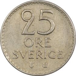 سکه 25 اوره 1962 گوستاو ششم - EF45 - سوئد