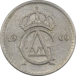 سکه 25 اوره 1966 گوستاو ششم - EF45 - سوئد