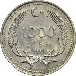 سکه 1000 لیر 1993 جمهوری - MS62 - ترکیه