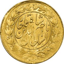 سکه طلا 1 تومان 1313 و 1310 (دو تاریخ)  - AU50 - ناصرالدین شاه