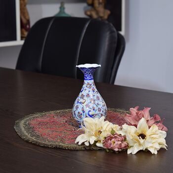 گلدان میناکاری طرح گل و مرغ - 13 سانتی در چیدمان
