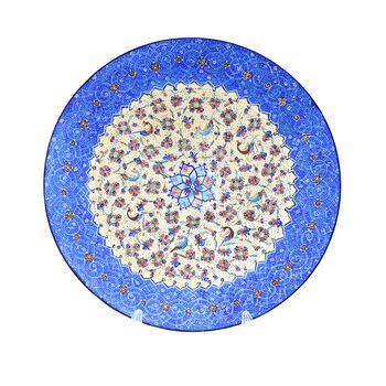 بشقاب میناکاری طرح گل و مرغ - 25 سانتی