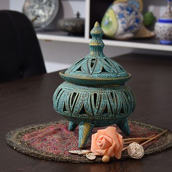 جا شکلاتی سفالی پتینه پایه دار مشبک Patina Pottery candy bowl