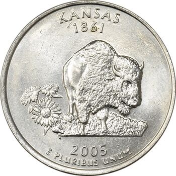 سکه کوارتر دلار 2005D ایالتی (کانزاس) - MS61 - آمریکا