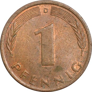 سکه 1 فینیگ 1975D جمهوری فدرال - EF45 - آلمان