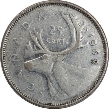 سکه 25 سنت 1968 الیزابت دوم - EF40 - کانادا