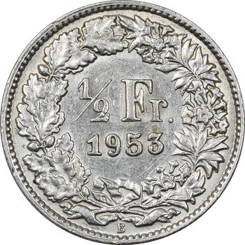 سکه 1/2 فرانک 1953 دولت فدرال - AU58 - سوئیس