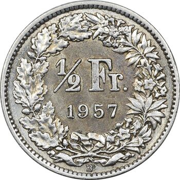 سکه 1/2 فرانک 1957 دولت فدرال - AU55 - سوئیس