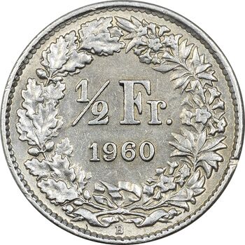 سکه 1/2 فرانک 1960 دولت فدرال - AU50 - سوئیس