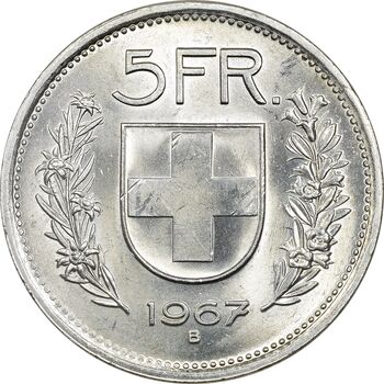 سکه 5 فرانک 1967 دولت فدرال - MS63 - سوئیس