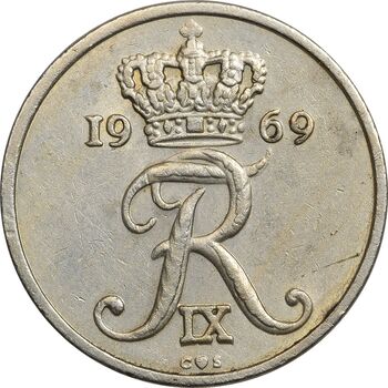 سکه 10 اوره 1969 فردریک نهم - AU58 - دانمارک