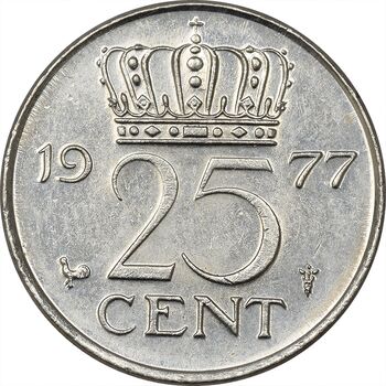 سکه 25 سنت 1977 یولیانا - AU50 - هلند