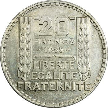 سکه 20 فرانک 1938 جمهوری سوم - AU58 - فرانسه