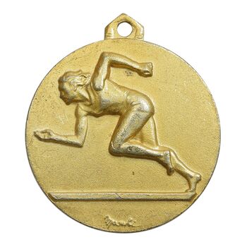 مدال آویز ورزشی دو میدانی سرعت زنان وزارت آموزش و پرورش (طلایی) - AU - محمد رضا شاه