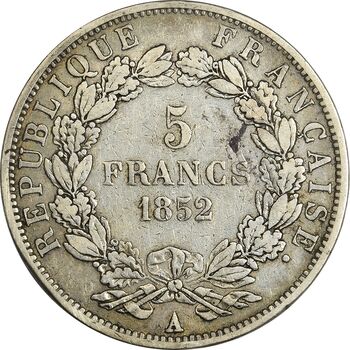 سکه 5 فرانک 1852 ناپلئون سوم - VF35 - فرانسه