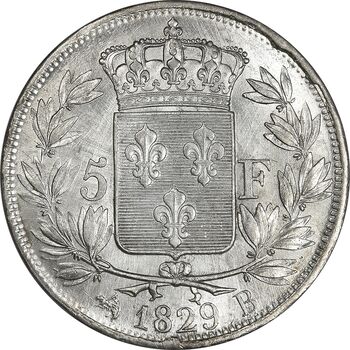 سکه 5 فرانک 1829 شارل دهم - AU50 - فرانسه