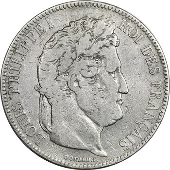 سکه 5 فرانک 1843 لوئی فیلیپ یکم - VF30 - فرانسه