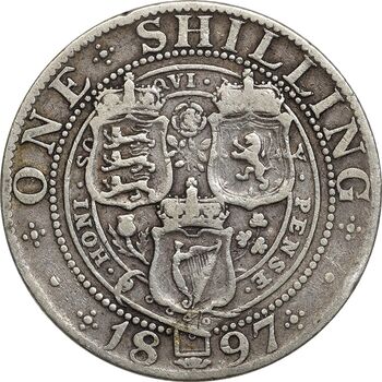 سکه 1 شیلینگ 1897 ویکتوریا - VF30 - انگلستان